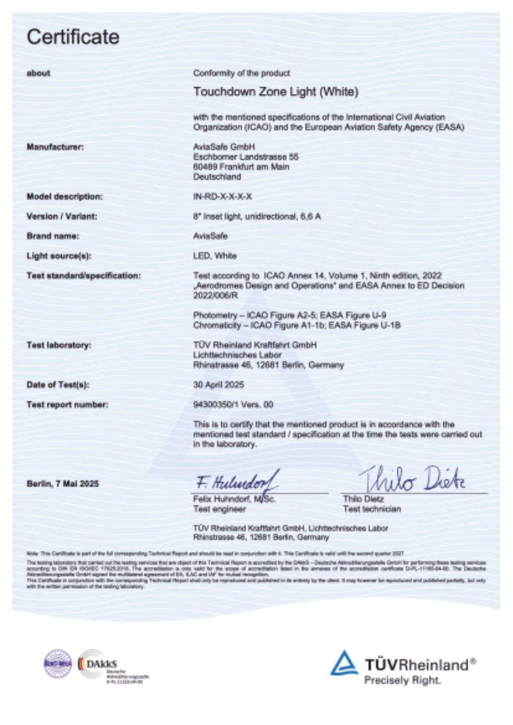 TUV Certification